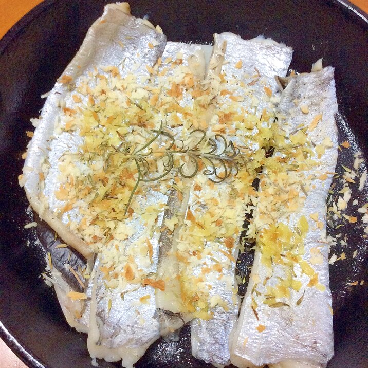 太刀魚ローズマリータイムパン粉焼き